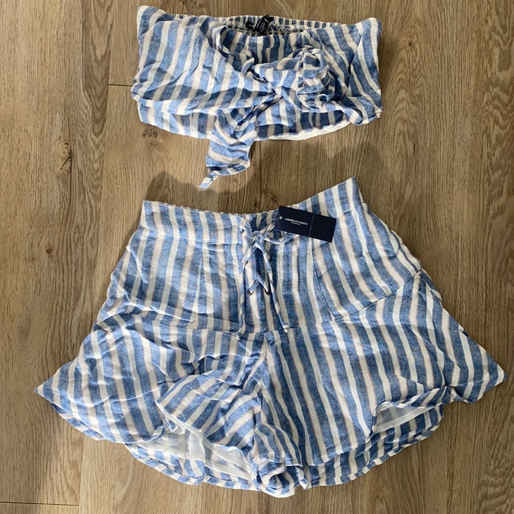 American Eagle Striped Linen Set (will set as separates)